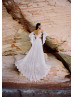 Cold Shoulder Ivory Lace V Back Bohemian Wedding Dress